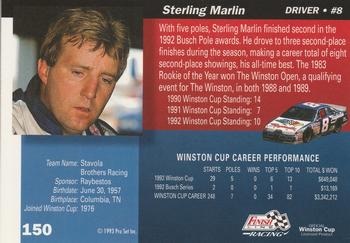 1993 Finish Line #150 Sterling Marlin Back