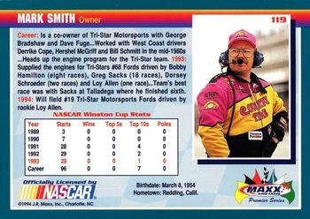 1994 Maxx Premier Series #119 Mark Smith Back