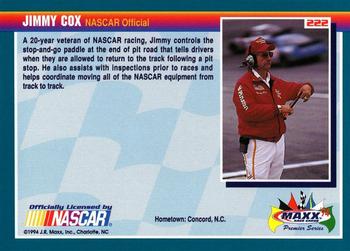 1994 Maxx Premier Series #222 Jimmy Cox Back