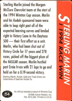1995 Action Packed Winston Cup Preview #54 Sterling Marlin Back