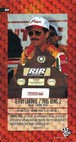 1995 Press Pass Optima XL #33 Terry Labonte Back