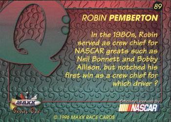 1996 Maxx #89 Robin Pemberton Back