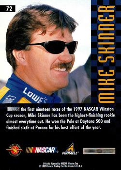 1997 Pinnacle #72 Mike Skinner Back