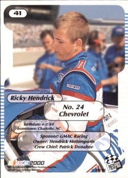 2000 Press Pass Trackside #41 Ricky Hendrick Back