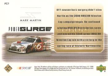 2000 SP Authentic - Power Surge #PS7 Mark Martin Back