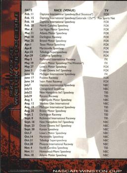 2001 Press Pass #100 Checklist / Schedule Front