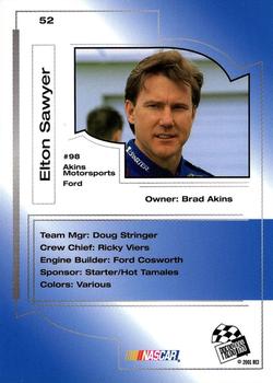 2001 Press Pass Trackside #52 Elton Sawyer Back