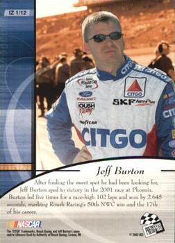 2002 Press Pass Premium - In The Zone #IZ 1 Jeff Burton Back