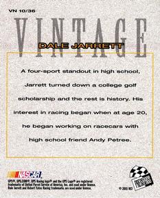 2002 Press Pass - Vintage #VN 10 Dale Jarrett Back