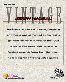 2002 Press Pass - Vintage #VN 16 Jerry Nadeau Back