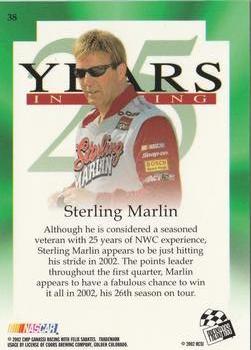 2002 Press Pass VIP #38 Sterling Marlin Back