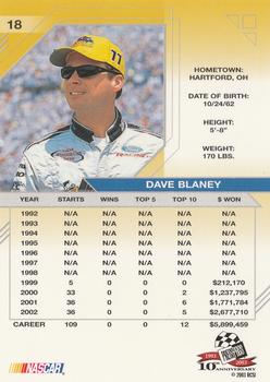 2003 Press Pass Eclipse #18 Dave Blaney Back
