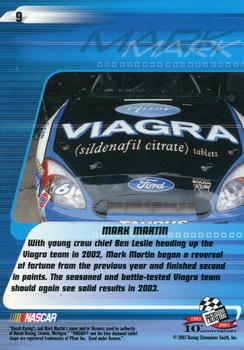 2003 Press Pass Stealth #9 Mark Martin Back