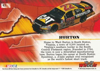 2003 Wheels American Thunder #45 Ward Burton Back