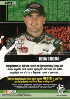 2004 Press Pass Trackside #119 Bobby Labonte Back