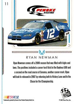 2007 Press Pass Premium #11 Ryan Newman Back