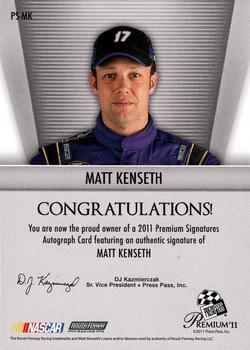 2011 Press Pass Premium - Signatures #PS-MK Matt Kenseth Back