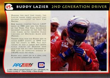1992 All World Indy #45 Buddy Lazier/Bob Lazier Back