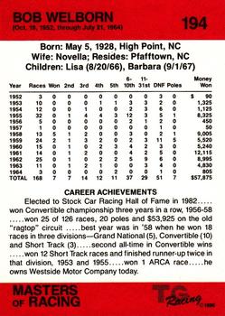 1989-90 TG Racing Masters of Racing #194 Bob Welborn Back