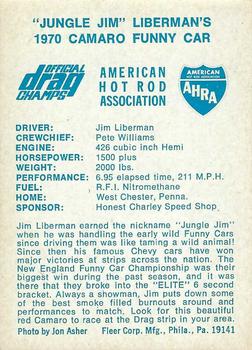 1971 Fleer AHRA Drag Champs #NNO Jim Liberman Back