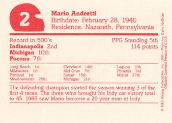 1986 A & S Racing Indy #2 Mario Andretti Back