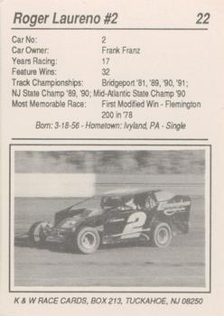 1992 K & W Dirt Track #22 Roger Laureno Back