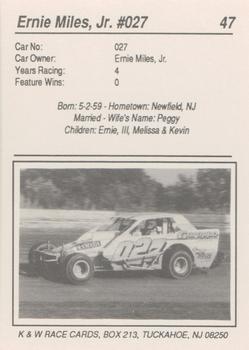 1992 K & W Dirt Track #47 Ernie Miles Jr. Back