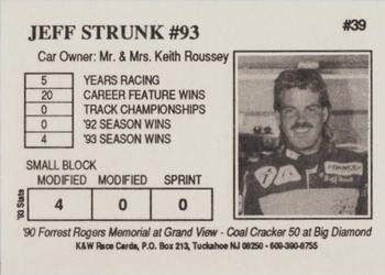 1994 K & W Dirt Track #39 Jeff Strunk Back