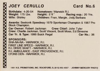 1991 Langenberg Hot Stuff Seekonk Speedway #6 Joey Cerullo Back