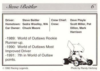 1992 Racing Legends Sprints #6 Steve Beitler's Car Back