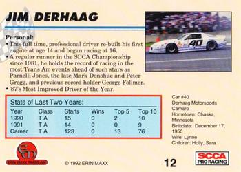 1992 Erin Maxx Trans-Am #12 Jim Derhaag Back