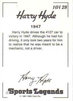 1991 K & M Sports Legends Harry Hyde #HH28 Harry Hyde Back