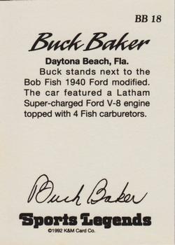 1992 K & M Sports Legends Buck Baker #BB 18 Buck Baker Back