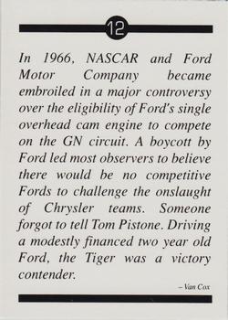 1991 If It's Racing Tiger Tom Pistone #12 Tom Pistone Back