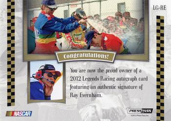 2012 Press Pass Legends - Autographs Blue #LG-RE Ray Evernham Back