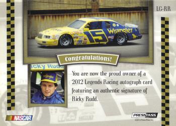 2012 Press Pass Legends - Autographs Gold #LG-RR Ricky Rudd Back