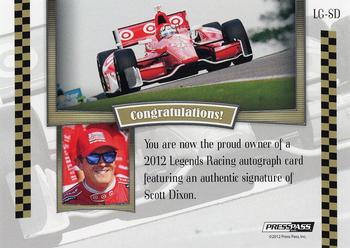 2012 Press Pass Legends - Autographs Holofoil #LG-SD Scott Dixon Back