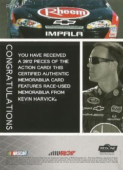 2012 Press Pass Redline - Pieces of the Action Red #PA-KH Kevin Harvick Back