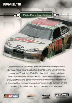 2012 Press Pass Redline - RPM #RPM 2 Dale Earnhardt Jr.'s Car Back