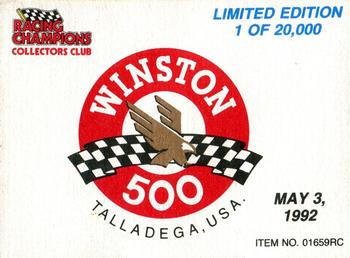 1991-92 Racing Champions Exclusives #01659RC Talladega May 3 Back