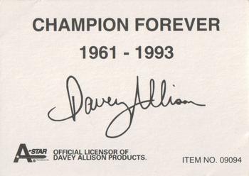 1993 Racing Champions Premier #09094 Davey Allison Back