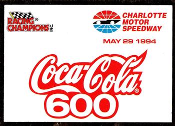 1994 Racing Champions Exclusives #01800-02825RC Charlotte Coca-Cola 600 Front