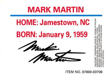 1995 Racing Champions Premier Matched Serial Number NASCAR #07800-03706 Mark Martin Back