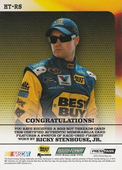 2013 Press Pass Ignite - Hot Threads Blue #HT-RS Ricky Stenhouse Jr. Back