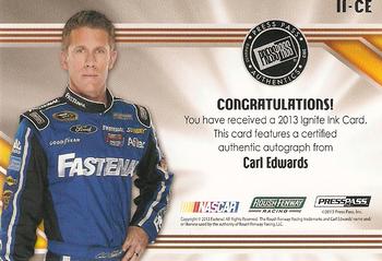 2013 Press Pass Ignite - Ignite Ink Blue #II-CE Carl Edwards Back