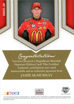2013 Press Pass Fanfare - Magnificent Materials Signature Edition #MMSE-JM Jamie McMurray Back