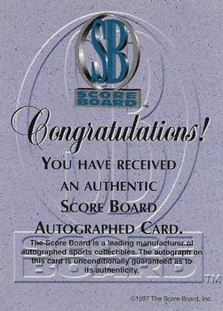 1997 Score Board Autographed - Autographs #NNO Steve Grissom Back