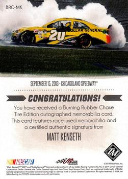 2014 Press Pass Total Memorabilia - Burning Rubber Chase Tire Edition Silver #BRC-MK Matt Kenseth Back