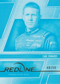 2014 Press Pass Redline - Color Proof Cyan #18 Carl Edwards Front