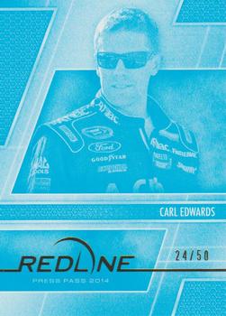 2014 Press Pass Redline - Color Proof Cyan #19 Carl Edwards Front